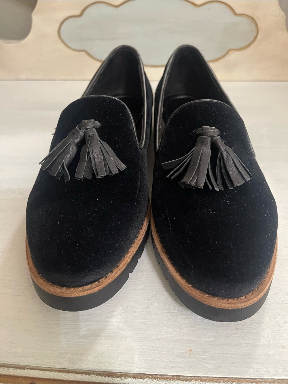 Vaneli Black Velvet Tassel Loafers